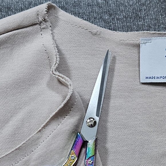 Zara Cardigan Womens L Beige LS Open Front Raw Hem Neutral Preppy Mono Boho FLAW - Picture 10 of 15